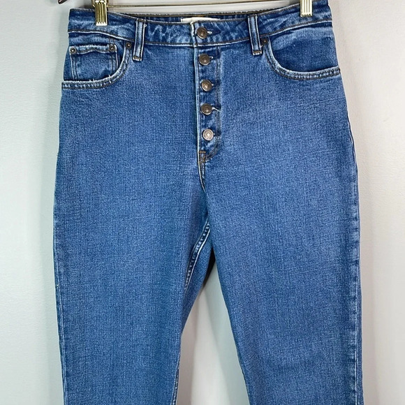 ABERCROMBIE & FITCH Curve Love The Mom High Rise Jeans Mid Wash Button Fly 29/8R - Picture 3 of 12